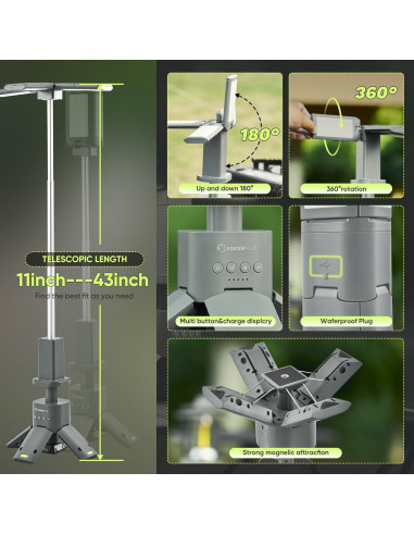 Linterna Telescópica SakerPlus 14000mAh 6000 Lúmenes Camping