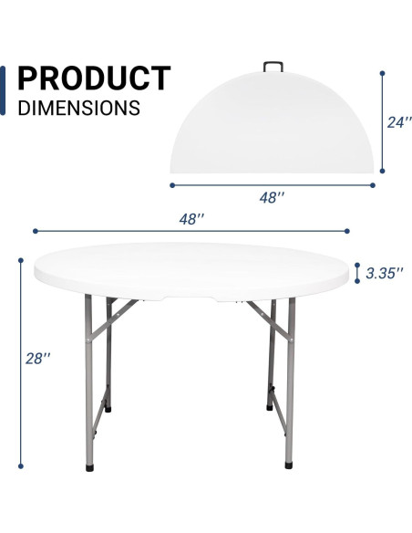 Mesa Plegable Redonda Byliable 122 cm Blanca para Eventos Mesa Plegable Redonda Byliable 122 cm Blanca para Eventos