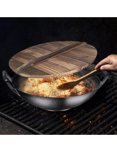 Wok de hierro fundido esmaltado Bruntmor 35.56 cm con tapa Wok de hierro fundido esmaltado Bruntmor 35.56 cm con tapa