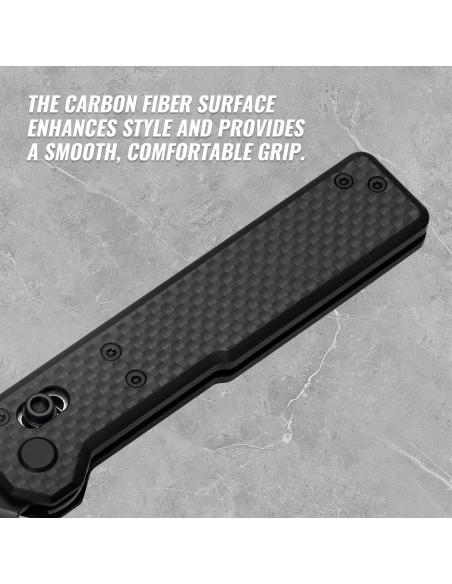 Cuchillo Plegable TACRAY Tarcus, Hoja Acero D2 8.89 cm, Mango Fibra Carbono Cuchillo Plegable TACRAY Tarcus, Hoja Acero D2 8.89 cm, Mango Fibra Carbono