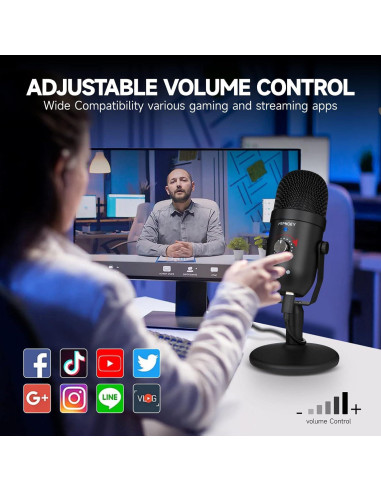 Micrófono USB Profesional MTPHOEY A22 para Podcast y Streaming