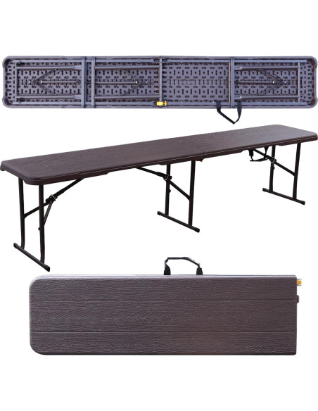 Banco Plegable MIRSION 1.83m Marrón Resistente para Fiestas Banco Plegable MIRSION 1.83m Marrón Resistente para Fiestas