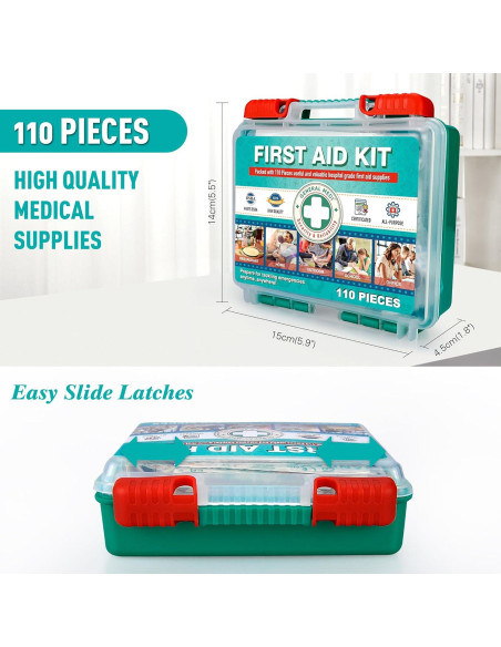 Kit de Primeros Auxilios General Medi 110 Piezas - Compacto y Portátil Kit de Primeros Auxilios General Medi 110 Piezas - Compacto y Portátil