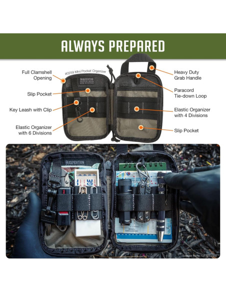Organizador de bolsillo Maxpedition Mini EDC Negro 15x10 cm