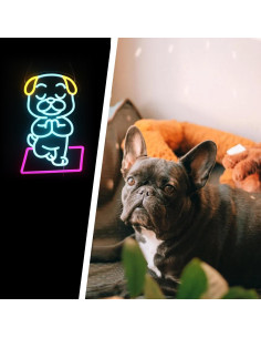 Letrero de Neón Bulldog Yoga QiaoFei LED Decoración Pared 2