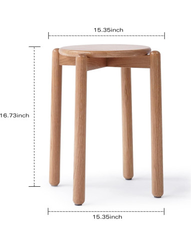Taburete Apilable de Madera de Roble Vadisun 39.1 cm Natural