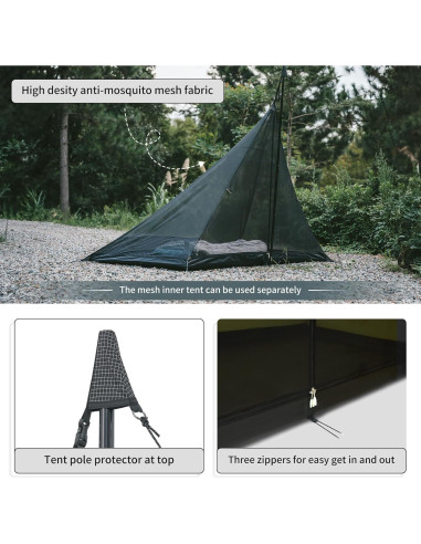 Carpa Naturehike Ranch Fire Tipi 4 Temporadas 2-4 Personas