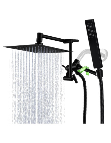 Cabezal de Ducha de Lluvia YDmeet 8" Acero Inoxidable Negro Mate