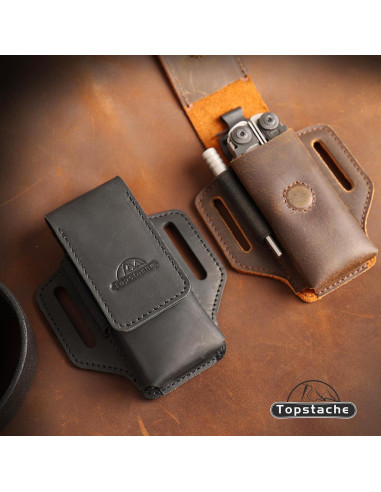 Funda de Multiherramienta de Cuero Topstache para Cinturón - Negro