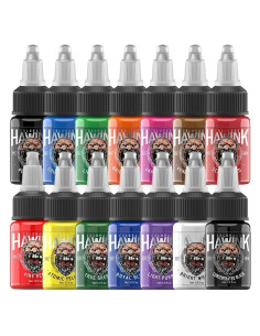 Set de Tinta para Tatuajes Hawink 14 Colores 15ml