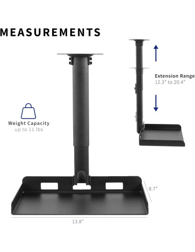 Soporte de Proyector de Techo VIVO MOUNT-VP08B Ajustable Negro