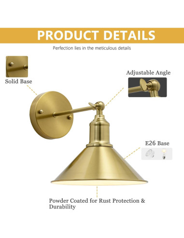 Aplique de Pared LED Franing Dorado con Control Remoto - 2 Unidades