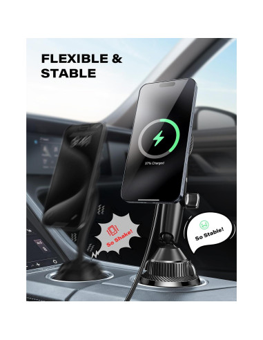 Cargador Soporte Taza APPS2Car QI2 15W Ajustable para iPhone