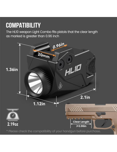 Luz de Arma VOTATU HL10 800 Lúmenes LED Recargable