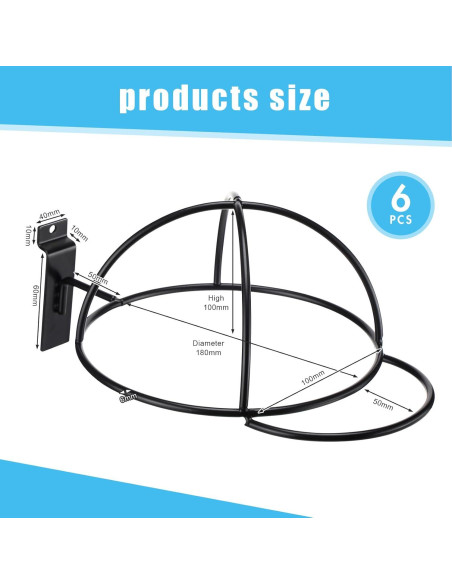 Soporte de Exhibición de Sombreros Kigley 6 Pcs Metal Negro Soporte de Exhibición de Sombreros Kigley 6 Pcs Metal Negro