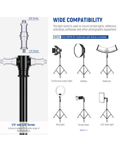 Soporte de Luz NEEWER 3m con Amortiguación de Aire y Adaptador