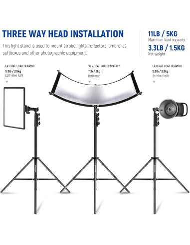 Soporte de Luz NEEWER 3m con Amortiguación de Aire y Adaptador
