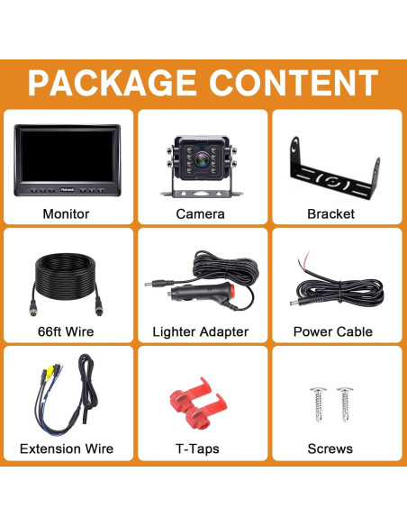Sistema de Cámara de Respaldo Rohent R4 HD 1080P con Monitor 7" Sistema de Cámara de Respaldo Rohent R4 HD 1080P con Monitor 7"