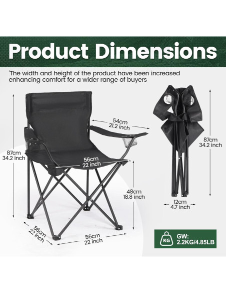 Paquete de 2 Sillas de Camping WUROMISE Plegables 1.72kg Paquete de 2 Sillas de Camping WUROMISE Plegables 1.72kg
