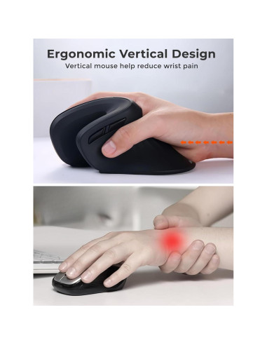 Ratón Vertical Inalámbrico Ergonómico DAREU LM109D 2.4GHz/BT