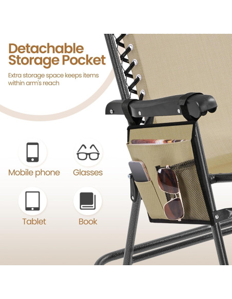 Silla Mecedora Plegable Yaheetech Beige 66 cm para Jardín Silla Mecedora Plegable Yaheetech Beige 66 cm para Jardín