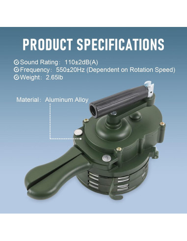 Sirena Manual de Emergencia DICMIC Verde 110dB 1.2kg
