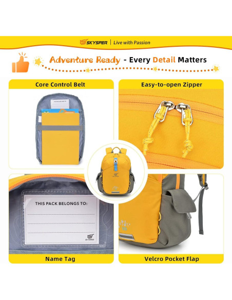 Mochila SKYSPER para Niños 10L Amarilla - Senderismo y Escuela Mochila SKYSPER para Niños 10L Amarilla - Senderismo y Escuela