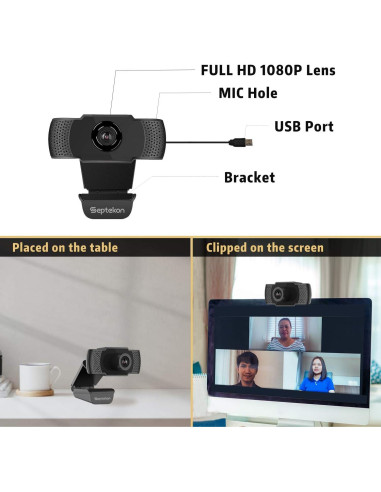 Cámara Web HD 1080P Septekon con Micrófono Integrado