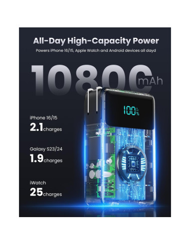 Cargador Portátil 4-en-1 AONIMI 10800mAh USB-C iWatch