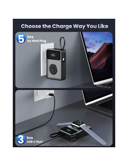Cargador Portátil 4-en-1 AONIMI 10800mAh USB-C iWatch Cargador Portátil 4-en-1 AONIMI 10800mAh USB-C iWatch