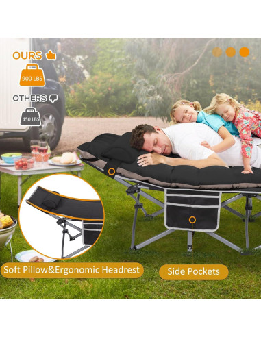 Camas Plegables para Camping LOENIY con Colchón y Almohada - 2 Paquete