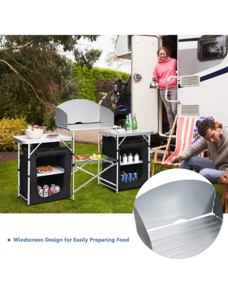 Estación de Cocina Plegable Giantex para Camping 66 cm Negro Estación de Cocina Plegable Giantex para Camping 66 cm Negro