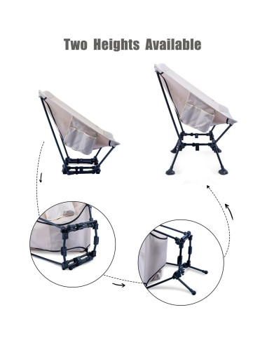 Silla de Playa Plegable iClimb IC608 Antihundimiento Beige