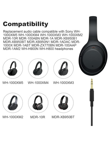 Cable de Audio 3.5mm Zosvoses para Auriculares Sony 1.2m Cable de Audio 3.5mm Zosvoses para Auriculares Sony 1.2m