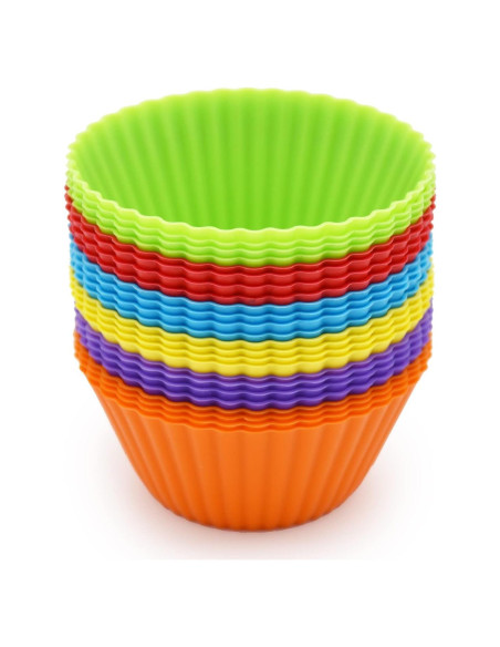 Tazas de Hornear de Silicona MODENGKONGJIAN 24 Piezas Multicolor Tazas de Hornear de Silicona MODENGKONGJIAN 24 Piezas Multicolor