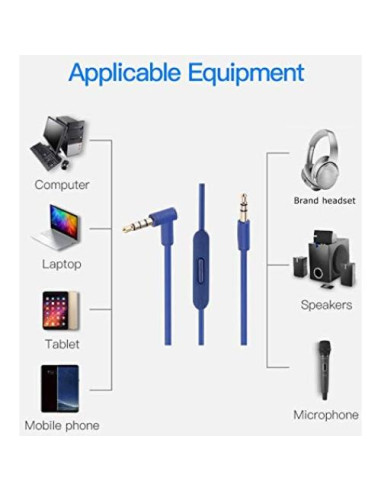Cable de Audio 3.5mm Xivip con Micrófono y Control Remoto 1.4m Azul