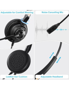 Auricular USB Arama A200USB con micrófono cancelador de ruido 2