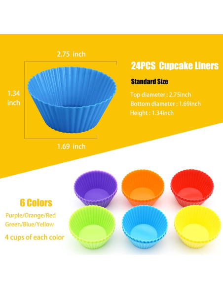 Tazas de Hornear de Silicona MODENGKONGJIAN 24 Piezas Multicolor Tazas de Hornear de Silicona MODENGKONGJIAN 24 Piezas Multicolor