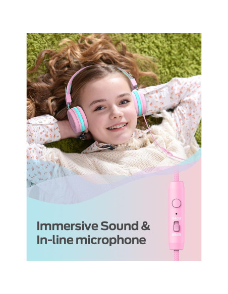 Auriculares iClever HS14 para Niños con Micrófono Rosa Auriculares iClever HS14 para Niños con Micrófono Rosa