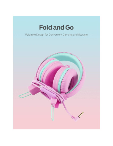 Auriculares iClever HS14 para Niños con Micrófono Rosa