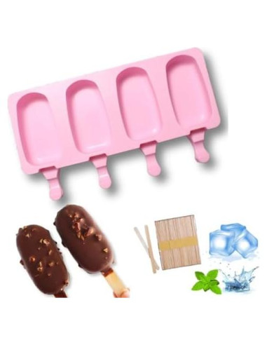 Molde de Paletas POWERDEVIL Rosa Silicona 4 Compartimentos