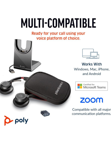 Auricular Inalámbrico Poly Voyager Focus UC con Base de Carga Auricular Inalámbrico Poly Voyager Focus UC con Base de Carga