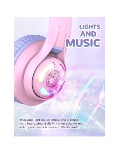 Auriculares Bluetooth iClever BTH13 Niños Orejas de Gato 50H