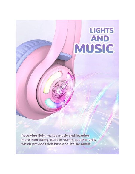 Auriculares Bluetooth iClever BTH13 Niños Orejas de Gato 50H Auriculares Bluetooth iClever BTH13 Niños Orejas de Gato 50H