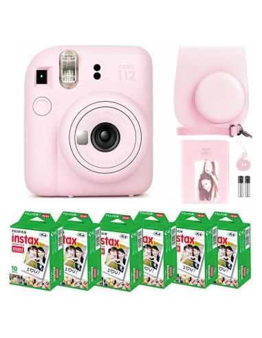 Cámara Fujifilm Instax Mini 12 Rosa + Película 60 Hojas