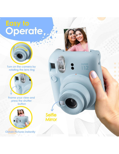 Cámara Fujifilm Instax Mini 12 Rosa + Película 60 Hojas