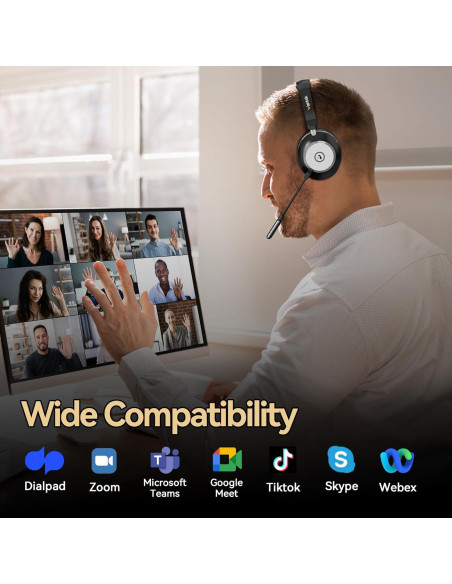 Auricular Inalámbrico Wantek 882BT-DG con Micrófono y Cancelación de Ruido Auricular Inalámbrico Wantek 882BT-DG con Micrófono y Cancelación de Ruido