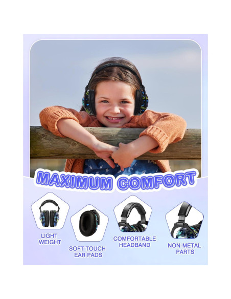 Auriculares de Protección Auditiva ZOHAN para Niños 2 Paquetes Auriculares de Protección Auditiva ZOHAN para Niños 2 Paquetes