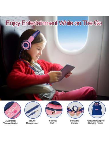 Auriculares SIMOLIO para Niños con Volumen Seguro y Micrófono