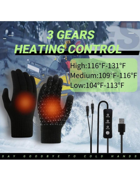 Guantes Térmicos USB Eskood para Invierno - Talla Única, Negro Guantes Térmicos USB Eskood para Invierno - Talla Única, Negro